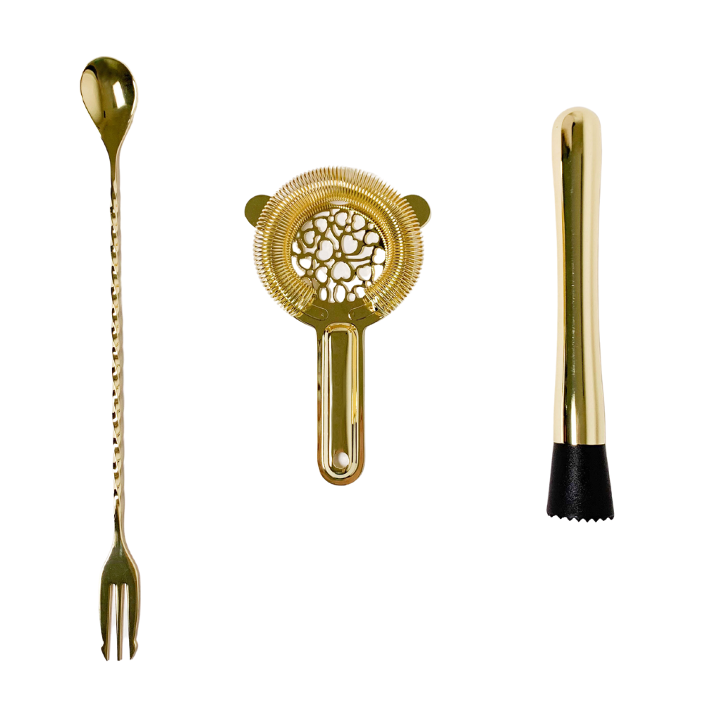 Gold Bar Tool Set with Stand (6 piece) | Cocktail Emporium