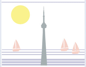 Retro Toronto Collins Glass (yellow sun, grey CN tower)