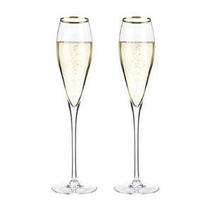 Raye Crystal Champagne Flutes (Set of 2) by Viski - Coaltrain Fine