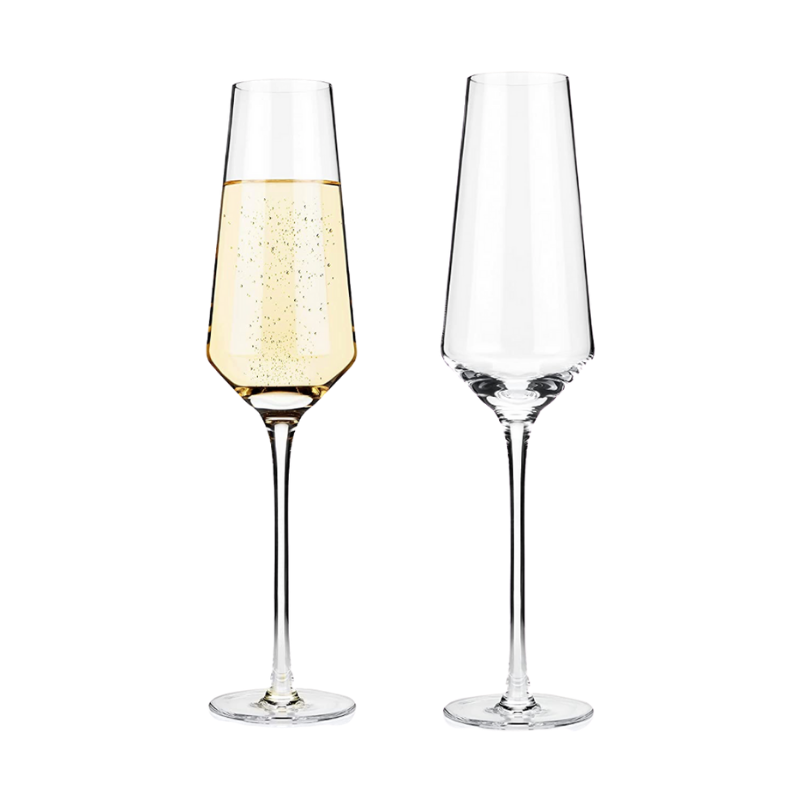 Viski Gold Rimmed Crystal Champagne Flutes / Set of 2