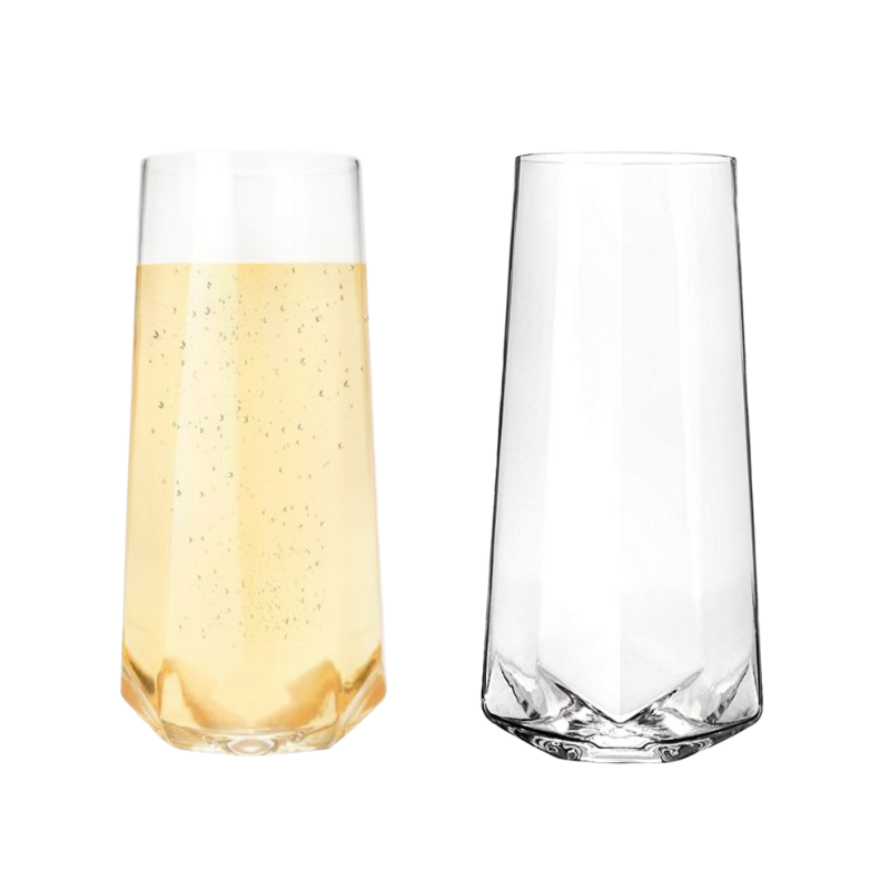 Faceted Stemless Crystal Champagne Flutes Set of 2