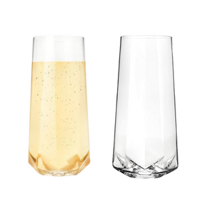 Faceted Stemless Crystal Champagne Flutes Set of 2