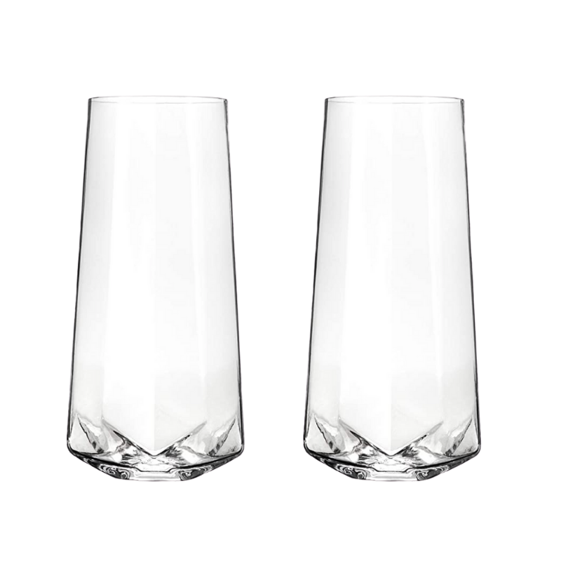 Faceted Stemless Crystal Champagne Flutes Set of 2