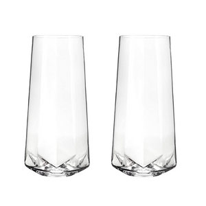 Faceted Stemless Crystal Champagne Flutes Set of 2