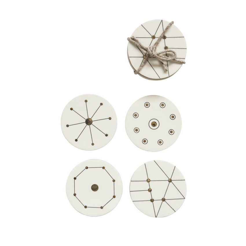 Resin Coasters with Brass Details (set of 4)