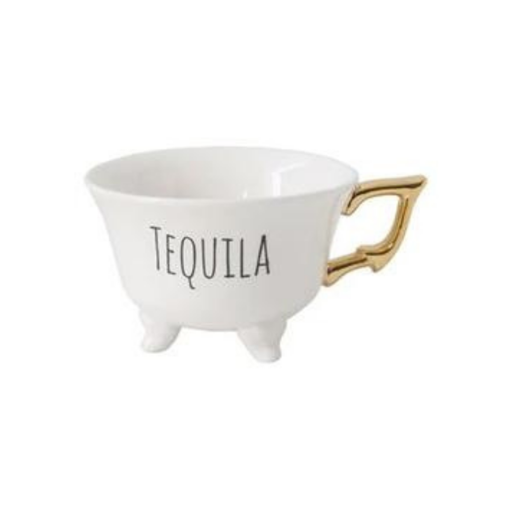 Footed Teacups with Gold Handle