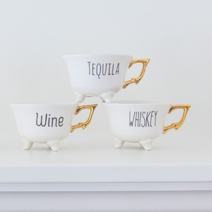 Footed Teacups with Gold Handle