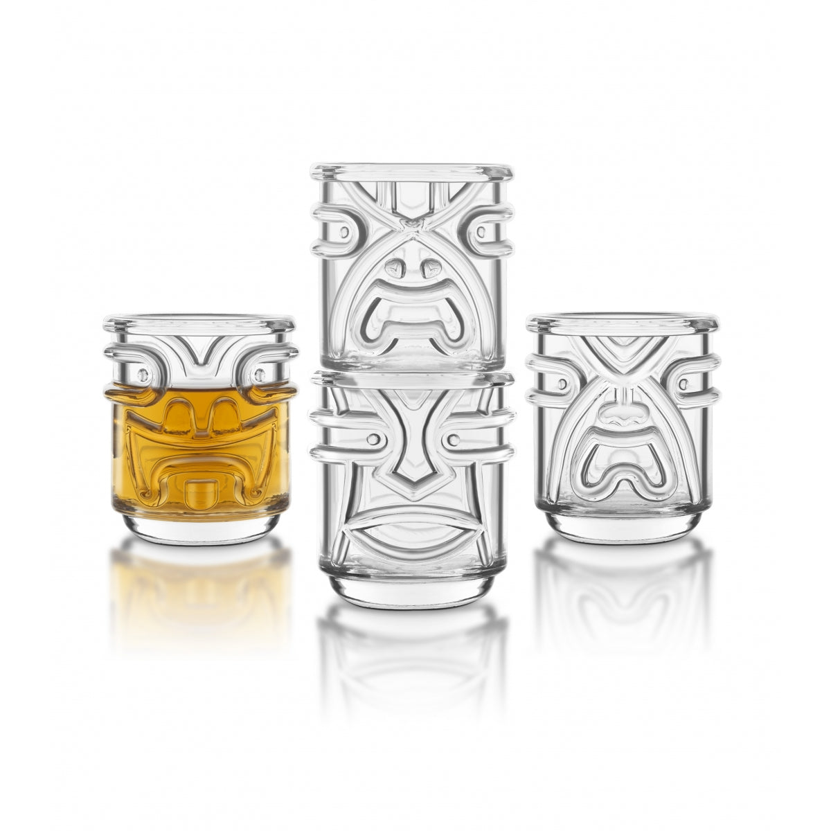 Clear Polynesian God Tiki Glasses