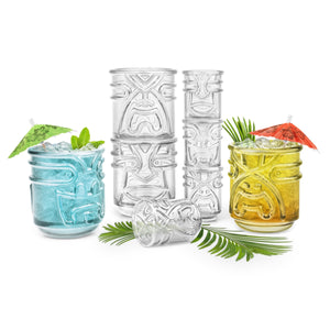 Clear Polynesian God Tiki Glasses